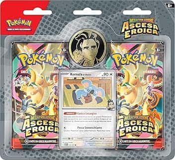 Pokémon: collezione Ubaldo dell’espansione Megaevoluzione - Ascesa Eroica del GCC Pokémon (una carta promozionale olografica, una moneta e due buste di espansione), Edizione in Italiano